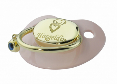 Bebek Kalbi Altın Emzik - Toz Pembe