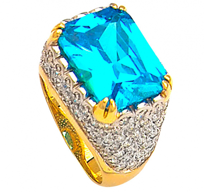 Yüksek Montürlü Mavi Taşlı Yüzük