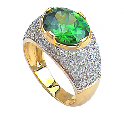 Yeşil Taşlı Altın Yüzük