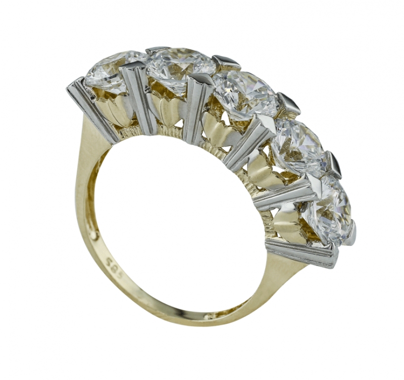 Kalpli Beştaş Altın Yüzük