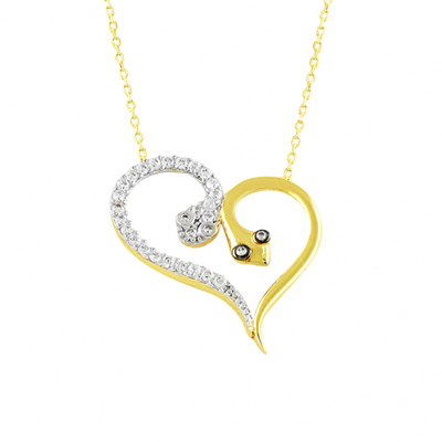 2 Yılan Kalp Altın Kolye