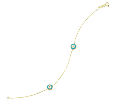 İki Turkuaz Boncuklu Altın Bileklik