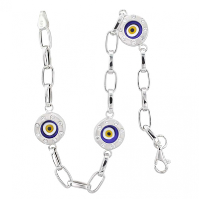 Taşlı Yuvarlak Beyaz Altın Bileklik