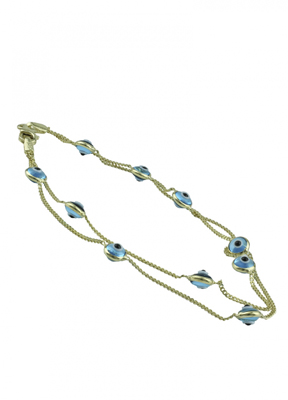 Turkuaz Boncuklu Altın Bileklik