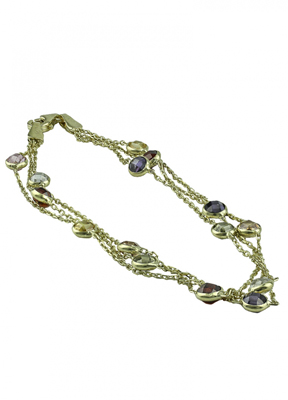 Üç Zincirli Renkli Taşlı Bileklik