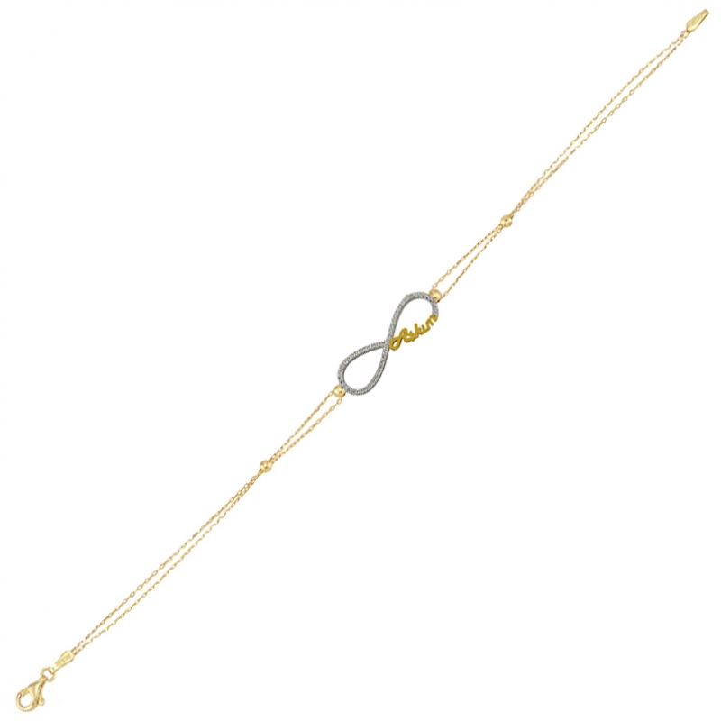 Aşkım Yazılı Sonsuzluk Altın Bileklik