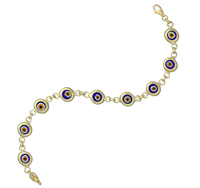 Sıralı Nazar Boncuklu Altın Bileklik