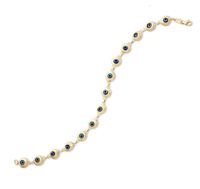 Sıralı Nazar Boncuklu Altın Bileklik