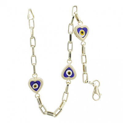 Seramik Taşlı Kalpli Altın Bileklik