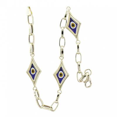 Köşeli Nazar Boncuklu Altın Bileklik