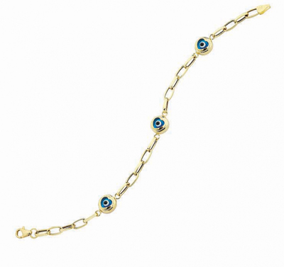 Kalp Nazar Boncuklu Altın Bileklik