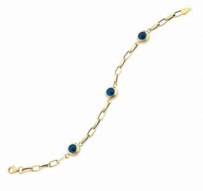 Üçlü Nazar Boncuklu Altın Bileklik