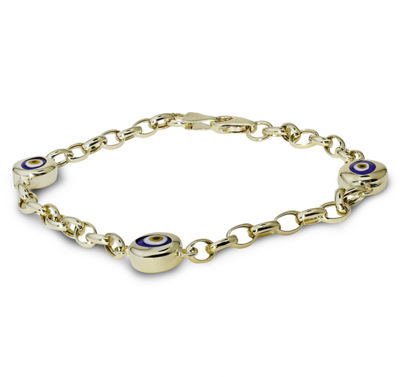 Üçlü Göz Boncuklu Altın Doç Bileklik