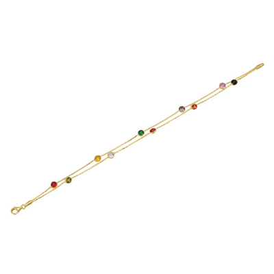 İki  Sıra Çok Renkli  Altın Bileklik