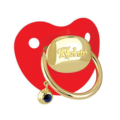 Kabartmalı İsim Yazılı Altın Emzik