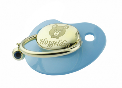 Ayıcık Figürlü Altın Emzik-Mavi