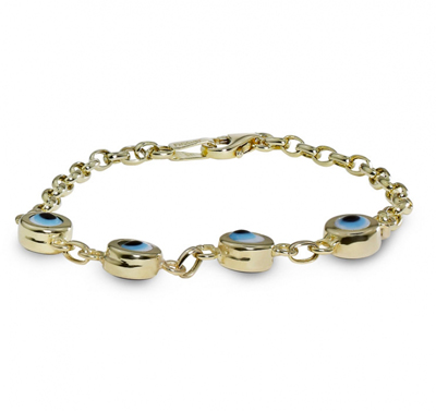 4 Beyaz Boncuklu Altın Künye