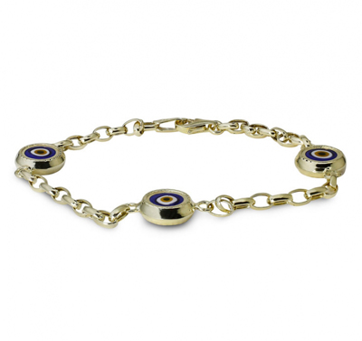 Üç Nazar Boncuklu Altın Künye