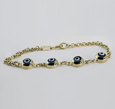 Dört Mavi Boncuklu Altın Künye