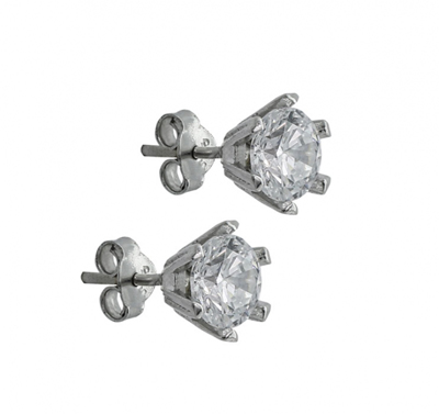 6 Tırnaklı Beyaz Altın Küpe