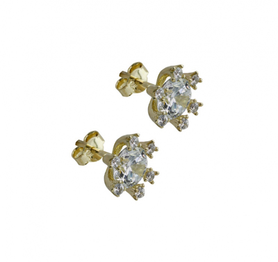 Çiçek Motifli Tektaş Küpe