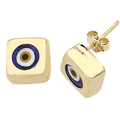 Nazar Boncuklu Kare Küpe