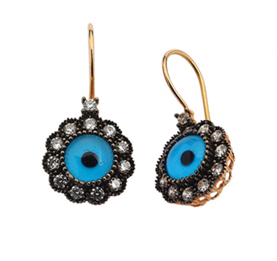 Çiçek Motifli Roz Altın Küpe