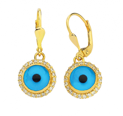 Sallanan Taşlı Göz Altın Küpe