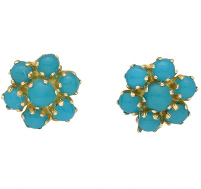 Mavi Hastaşlı Altın Küpe