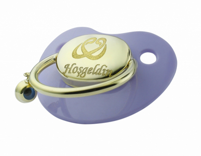 İki Vav Desenli Altın Emzik - Mor