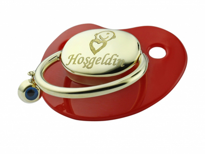 Bebek Kalbi Altın Emzik - Kırmızı