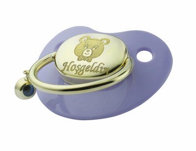 Ayıcık Figürlü Altın Emzik-Mor