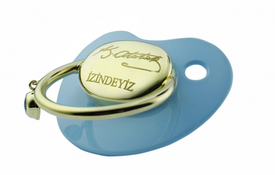 Atatürk İmzalı Altın Emzik -Mavi