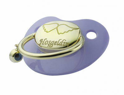 Melek Kanadı Figürlü Altın Emziek - Mor