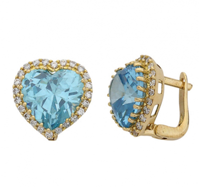 Kalpli Turkuaz Taşlı Altın Küpe