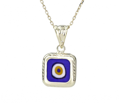 Kare Nazar Boncuklu Altın Kolye