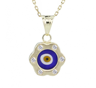 Beyaz Taşlı Papatya Kolye