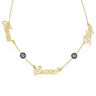 3 İsimli Sinyoralı Altın Kolye