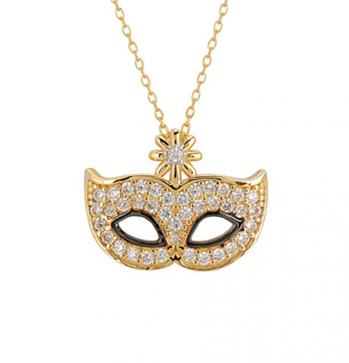 Maske Motifli Altın Kolye