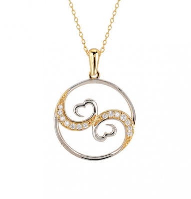 Çember İçinde İki Kalp Kolye