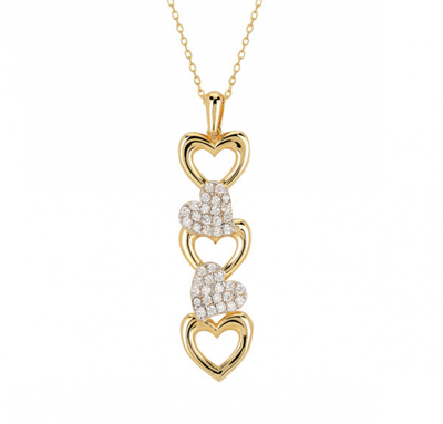 Sıralı Kalp Altın Kolye