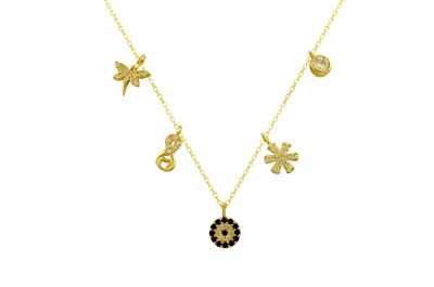 Çiçekli,Sonsuzluk Altın Kolye