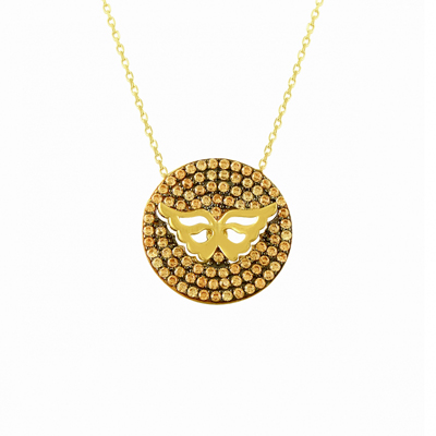 Daire Üstünde Melek Altın Kolye