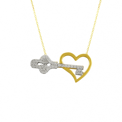 Anahtarlı Kalp Altın Kolye