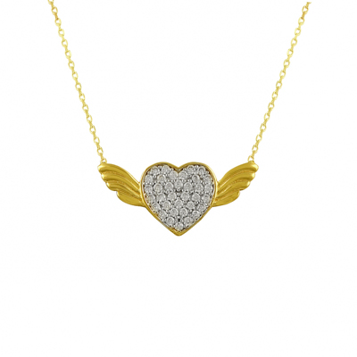 Küçük Kanatlı Kalp Altın Kolye
