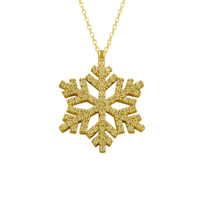 Taşlı Kar Tanesi Altın Kolye