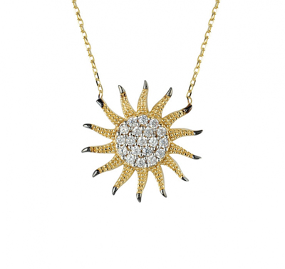 Güneş Motifli Altın Kolye