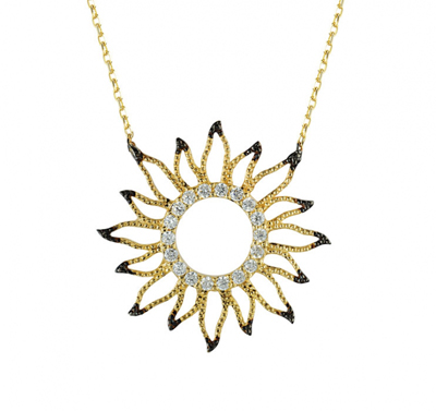 Papatya Motifli Altın Kolye