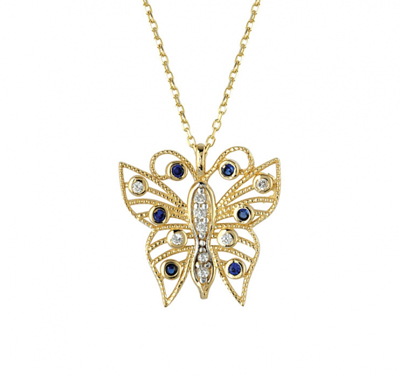 Kelebek Motifli Altın Kolye