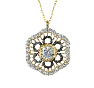 Çiçek Motifli Altın Kolye